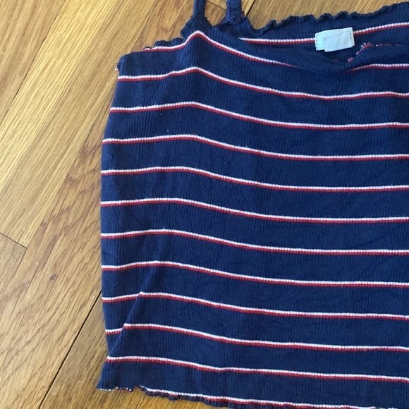Garage Women’s Blue Crop Top With Red and White Stripes Size XS - Picture 3 of 7
